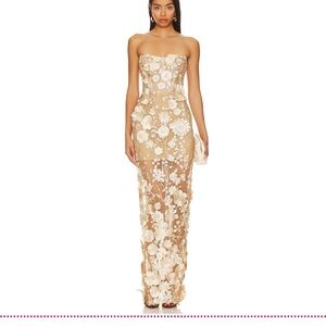 Bronx and Banco Gold Strapless Sequin Gown